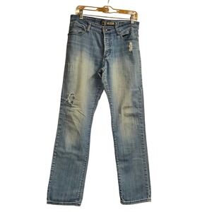 Social Collision Men's Indie Fit Distressed Blue Denim Jeans Size 30x32